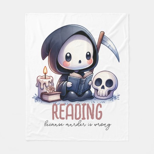 Waterverf Grim Reaper Boekenliefhebber Fleece Deken (Voorkant)