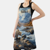 Waterverf Grizzly Beer door Stream Mannen Natuur Schort (Insitu)