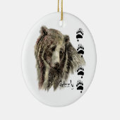 Waterverf Grizzly Beer Wildlife Natuur Art Keramisch Ornament (Rechts)