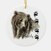 Waterverf Grizzly Beer Wildlife Natuur Art Keramisch Ornament (Voorkant)