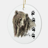 Waterverf Grizzly Beer Wildlife Natuur Art Keramisch Ornament (Links)