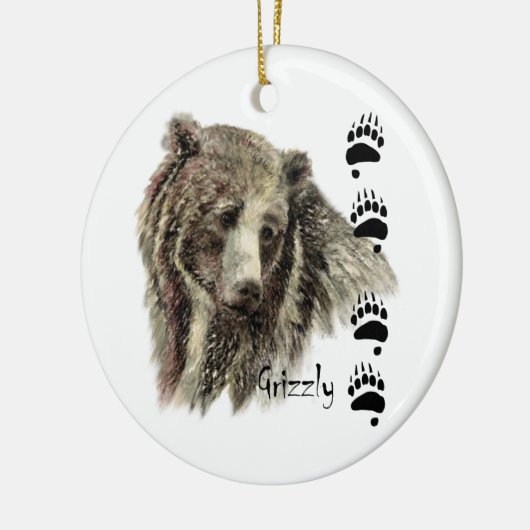 Waterverf Grizzly Beer Wildlife Natuur Art Keramisch Ornament (Links)