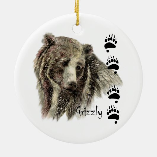 Waterverf Grizzly Beer Wildlife Natuur Art Keramisch Ornament (Achterkant)