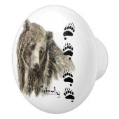 Waterverf Grizzly Beer Wildlife Natuur Art Keramische Knop (Rechts)