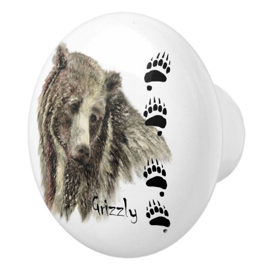 Waterverf Grizzly Beer Wildlife Natuur Art Keramische Knop (Rechts)