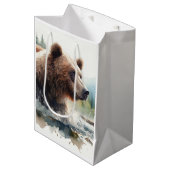 Waterverf Grizzly Beer Wildlife Natuur Art Medium Cadeauzakje (Voorkant Gekanteld)