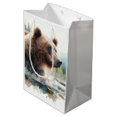 Waterverf Grizzly Beer Wildlife Natuur Art Medium Cadeauzakje (Achterkant Gekanteld)