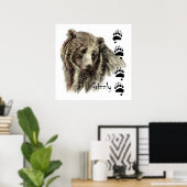 Waterverf Grizzly Beer Wildlife Natuur Art Poster (Thuiskantoor)