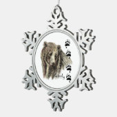 Waterverf Grizzly Beer Wildlife Natuur Art Tin Sneeuwvlok Ornament (Rechts)