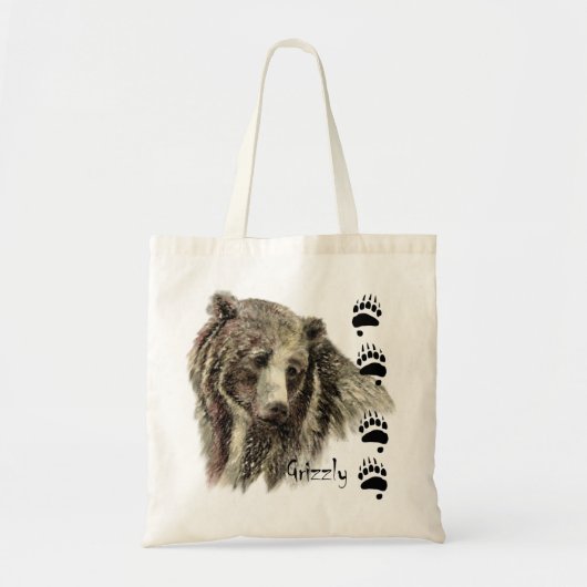 Waterverf Grizzly Beer Wildlife Natuur Art Tote Bag (Voorkant)