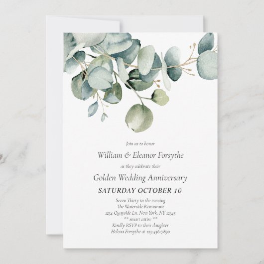 Waterverf groen 50e bruiloft Jubileum Kaart (Voorkant)
