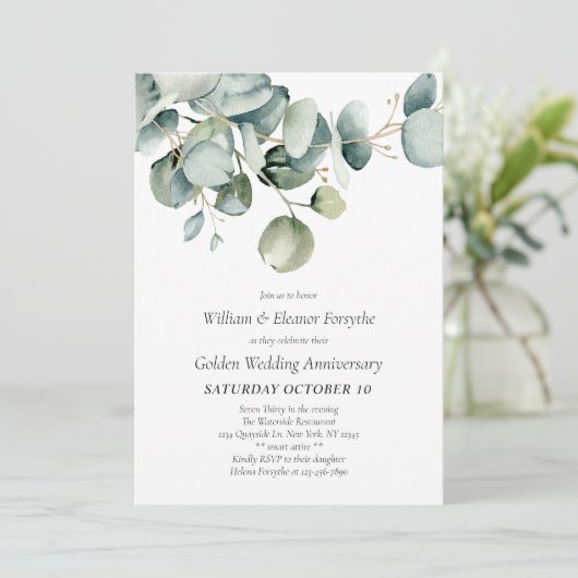 Waterverf groen 50e bruiloft Jubileum Kaart (Staand voorkant)