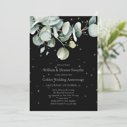 Waterverf groen 50e bruiloft Jubileum Kaart (Staand voorkant)