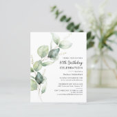 Waterverf Groen 80ste Verjaardagsfeestuitnodiging (Staand voorkant)