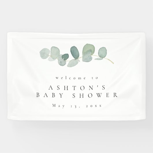 Waterverf groen Baby shower banner (Horizontaal)