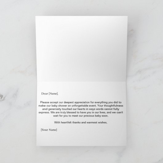 Waterverf groen Baby shower dank u nota Bedankkaart (Binnen)