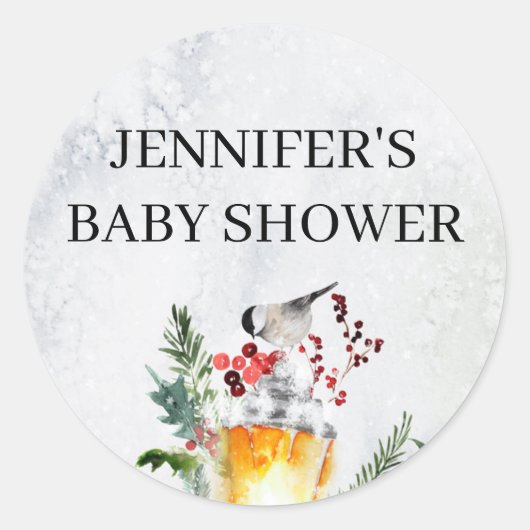 Waterverf groen baby shower ronde sticker (Voorkant)