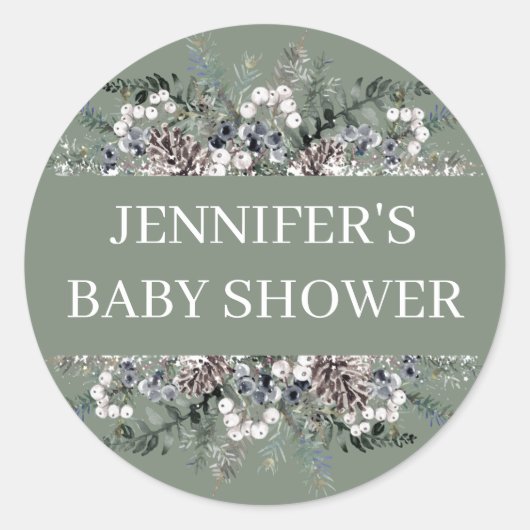 Waterverf groen baby shower ronde sticker (Voorkant)