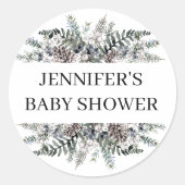 Waterverf groen baby shower ronde sticker (Voorkant)