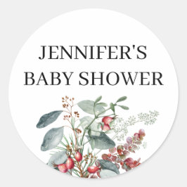 Waterverf groen baby shower ronde sticker