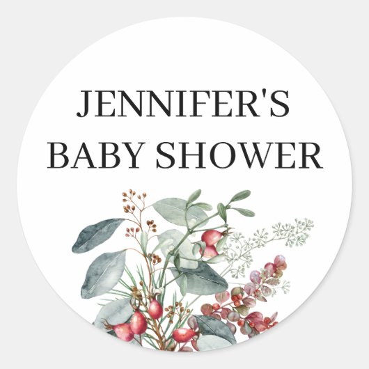 Waterverf groen baby shower ronde sticker (Voorkant)