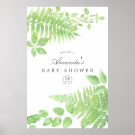 Waterverf groen Baby shower Welkom Poster