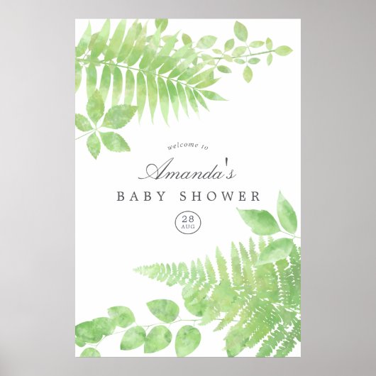 Waterverf groen Baby shower Welkom Poster (Voorkant)