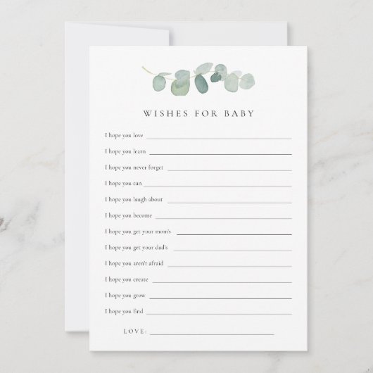 Waterverf Groen Baby shower Wensen voor Baby Kaart (Voorkant)