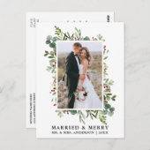 Waterverf groen bessen getrouwd & vrolijk briefkaart (Voorkant / Achterkant)