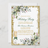 Waterverf groen bessen glitter feestje kaart (Voorkant)