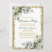 Waterverf groen bessen goud glitter kerst kaart (Voorkant)