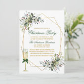 Waterverf groen bessen kerst goud groen kaart (Staand voorkant)