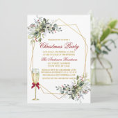 Waterverf groen bessen kerst goud rood kaart (Staand voorkant)