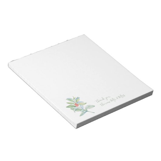 Waterverf Groen & Bessen Kerst Notitieblokken (Schuin)