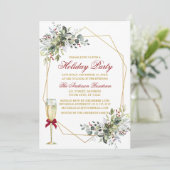 Waterverf groen bessen vakantie goud rood kaart (Staand voorkant)