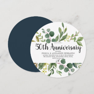 Waterverf groen blad 50ste huwelijksjubileum kaart