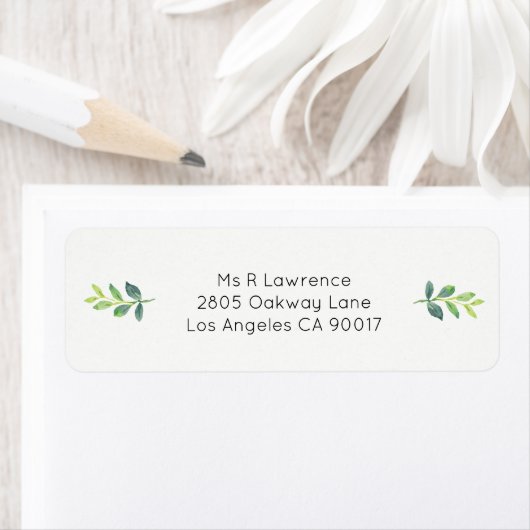 Waterverf groen blad bladeren etiket (Insitu)