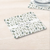 Waterverf groen blad bloemenpatroon kartonnen onderzetters (Schuin)