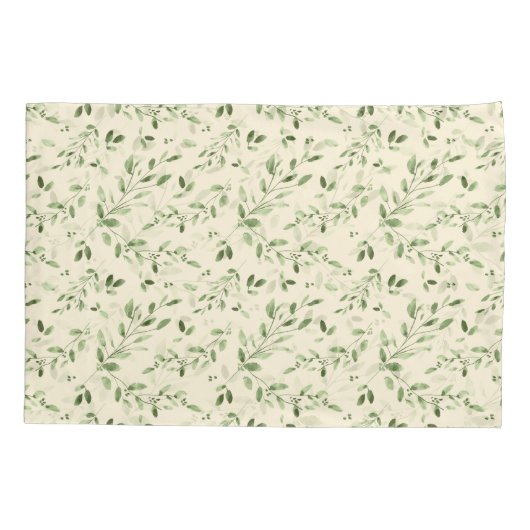 Waterverf groen blad boho geel kussensloop (Achterkant)