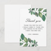 Waterverf groen blad. Botanische verjaardag Bedankkaart (Voorkant / Achterkant)