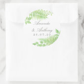 Waterverf groen blad Bruiloft cadeautje Ronde Sticker (Tas)