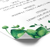 Waterverf groen blad bruiloft drankjes menu poster (Hoek)