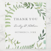 Waterverf groen blad dank u bruiloft wijn label wijn etiket (Enkel label)