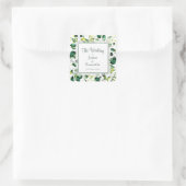 Waterverf groen blad | Huwelijksenvelopzegel Vierkante Sticker (Tas)