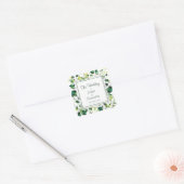 Waterverf groen blad | Huwelijksenvelopzegel Vierkante Sticker (Envelop)