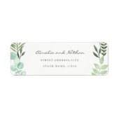 Waterverf groen blad retour adres label (Voorkant)