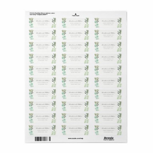 Waterverf groen blad retour adres label (Full Sheet)