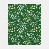Waterverf groen blad wit bloempatroon fleece deken (Voorkant)