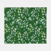 Waterverf groen blad wit bloempatroon fleece deken (Voorkant (Horizontaal))