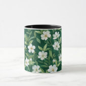 Waterverf groen blad wit bloempatroon mok (Midden)